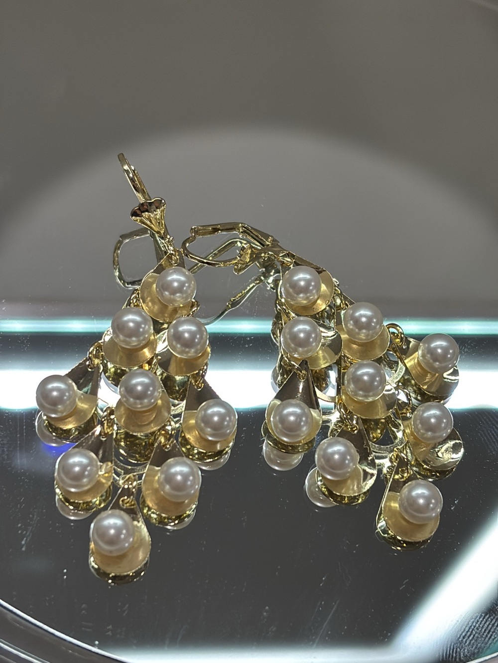 Gold Pearl Cascade Drop Earrings - Women Jewelry